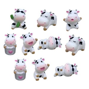 pretyzoom 10pcs miniature figurines cow cattle year ox cow cake topper fairy garden animals for micro landscape plant pots bonsai craft decorations(random style)