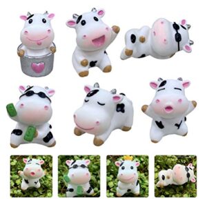 PRETYZOOM 10pcs Miniature Figurines Cow Cattle Year Ox Cow Cake Topper Fairy Garden Animals for Micro Landscape Plant Pots Bonsai Craft Decorations(Random Style)