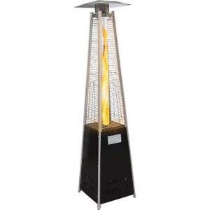 vilobos outdoor patio heater, pyramid standing gas lp propane heater with wheels 87 inches tall 42000 btu for commercial & residential courtyard (black)