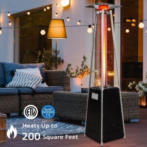 Vilobos Outdoor Patio Heater, Pyramid Standing Gas LP Propane Heater with Wheels 87 Inches Tall 42000 BTU for Commercial & Residential Courtyard (Black)