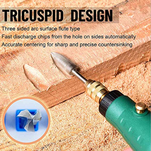 Wood Carving Tools, 5 PCS HSS Engraving Drill Bit Set Wood Crafts Grinding Woodworking Tool 1/8” Shank Universal Fitment for Rotary Tools