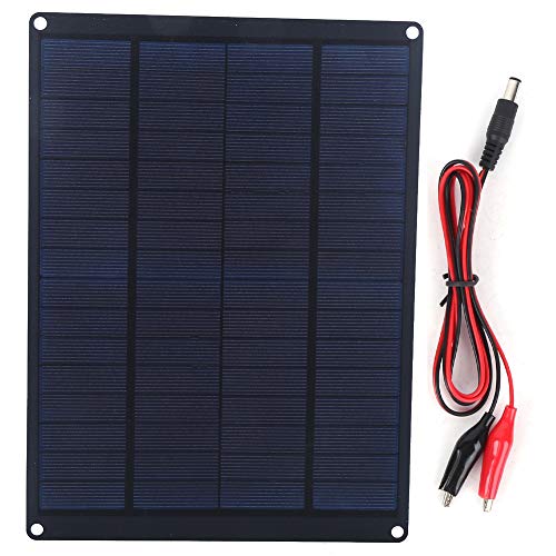 fuwinkr 12V Solar Panel, Portable Solar Battery Charger with Battery Clip Waterproof 10W Solar Board Phone Charge Flexible Monocrystalline Emergency Charging Power for Camping Fishing Hiking Outdoor