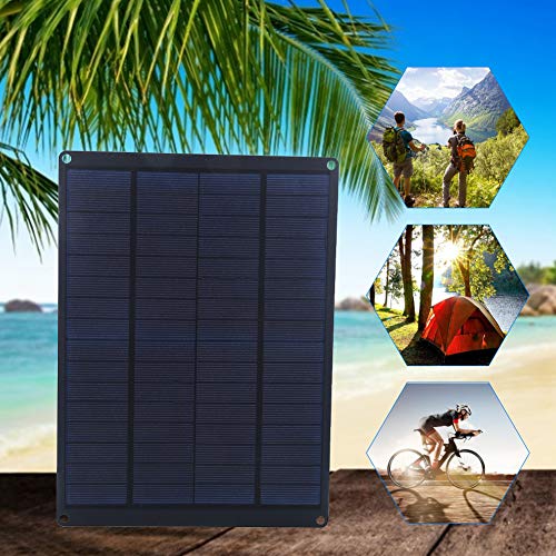 fuwinkr 12V Solar Panel, Portable Solar Battery Charger with Battery Clip Waterproof 10W Solar Board Phone Charge Flexible Monocrystalline Emergency Charging Power for Camping Fishing Hiking Outdoor