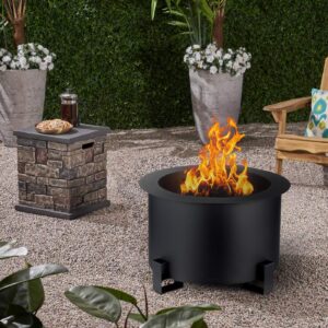 TITIMO Smokeless Fire Pit Outdoor 21.5 Inch Metal Steel Stove Bonfire Wood Burning Firepit Smokeless with Waterproof Cover, Poker, Roasting Sticks for Outside Backyard Patio Deck Camp