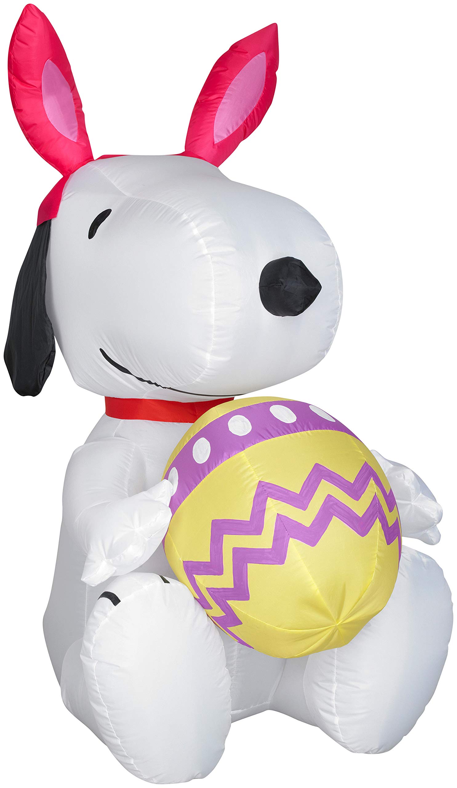 Gemmy Airblown Inflatable Snoopy with Bunny Ears and Decorated Egg, 3.5 ft Tall, White