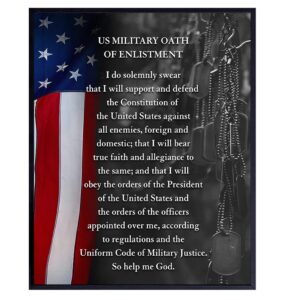 american flag wall art - military oath of enlistment - patriotic home decor - gift for soldiers, veterans day, vets, usaf, army, navy, air force, marines, coast guard, men, women - poster print