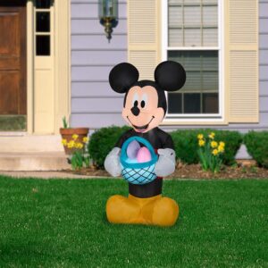 gemmy airblown inflatable mickey mouse with easter basket, 3.5 ft tall, black