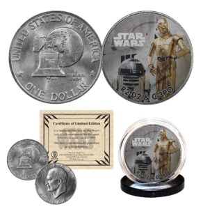 r2-d2 / c-3po - star wars officially licensed 1976 eisenhower ike dollar coin