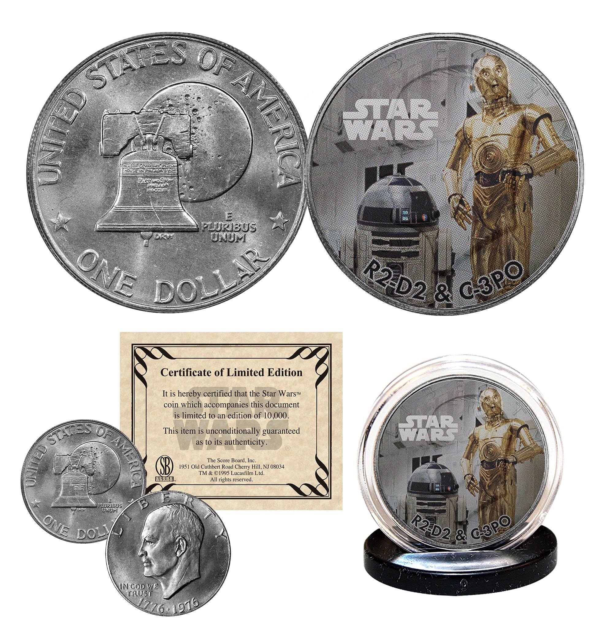 R2-D2 / C-3PO - Star Wars Officially Licensed 1976 Eisenhower IKE Dollar Coin