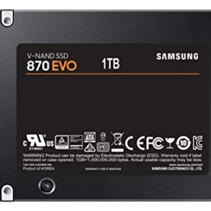 SAMSUNG 870 EVO SATA III SSD 1TB 2.5” Internal Solid State Drive, Upgrade PC or Laptop Memory and Storage for IT Pros, Creators, Everyday Users, MZ-77E1T0B/AM