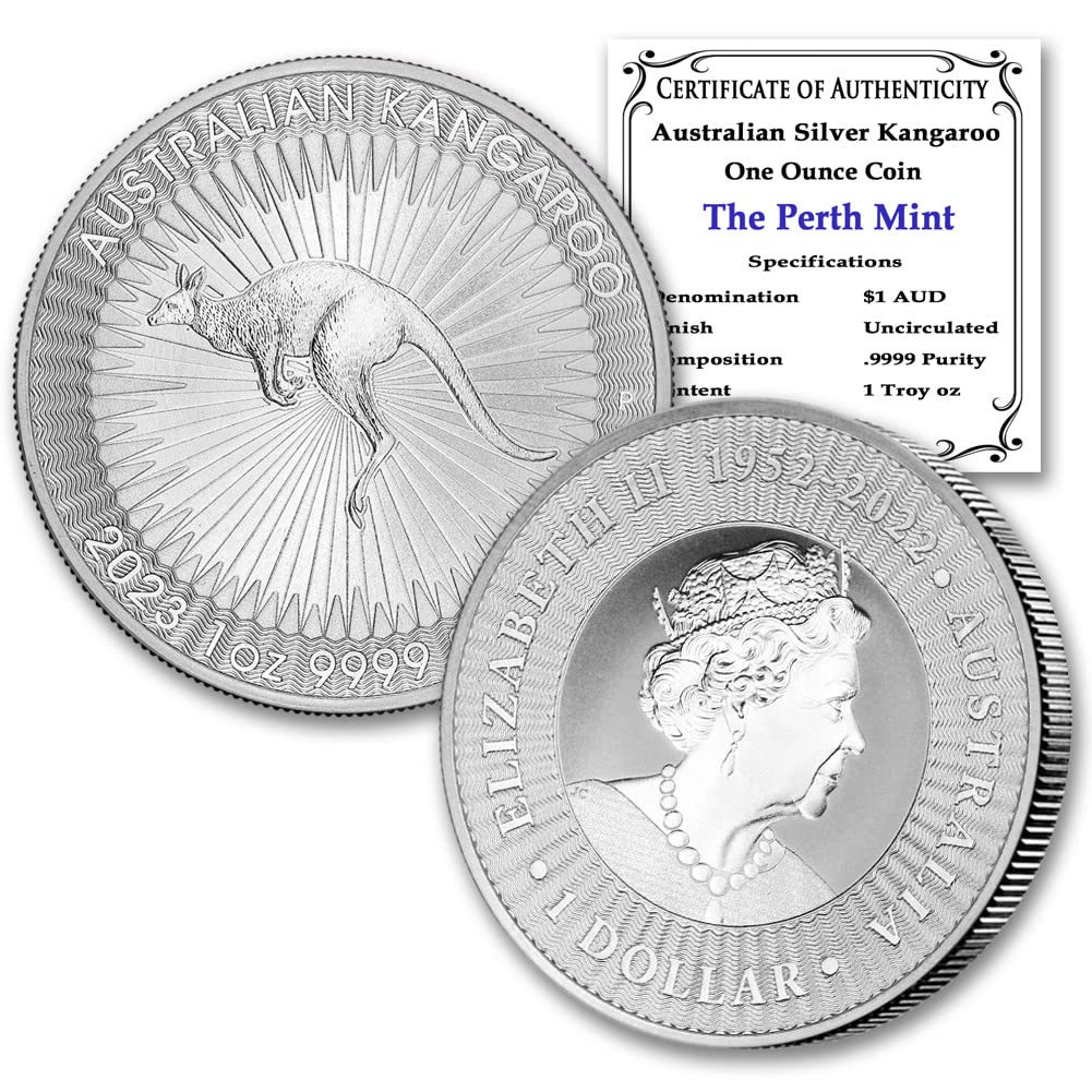 2023 P 1 oz Australian Kangaroo Silver Bullion Coin Brilliant Uncirculated with Certificate of Authenticity $1 Seller BU