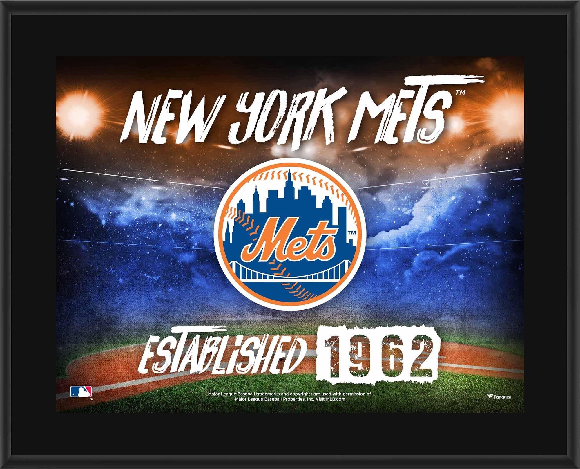 New York Mets 10.5" x 13" Sublimated Horizontal Team Logo Plaque - MLB Team Plaques and Collages