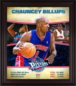 chauncey billups detroit pistons framed 15" x 17" hardwood classics player collage - nba player plaques and collages