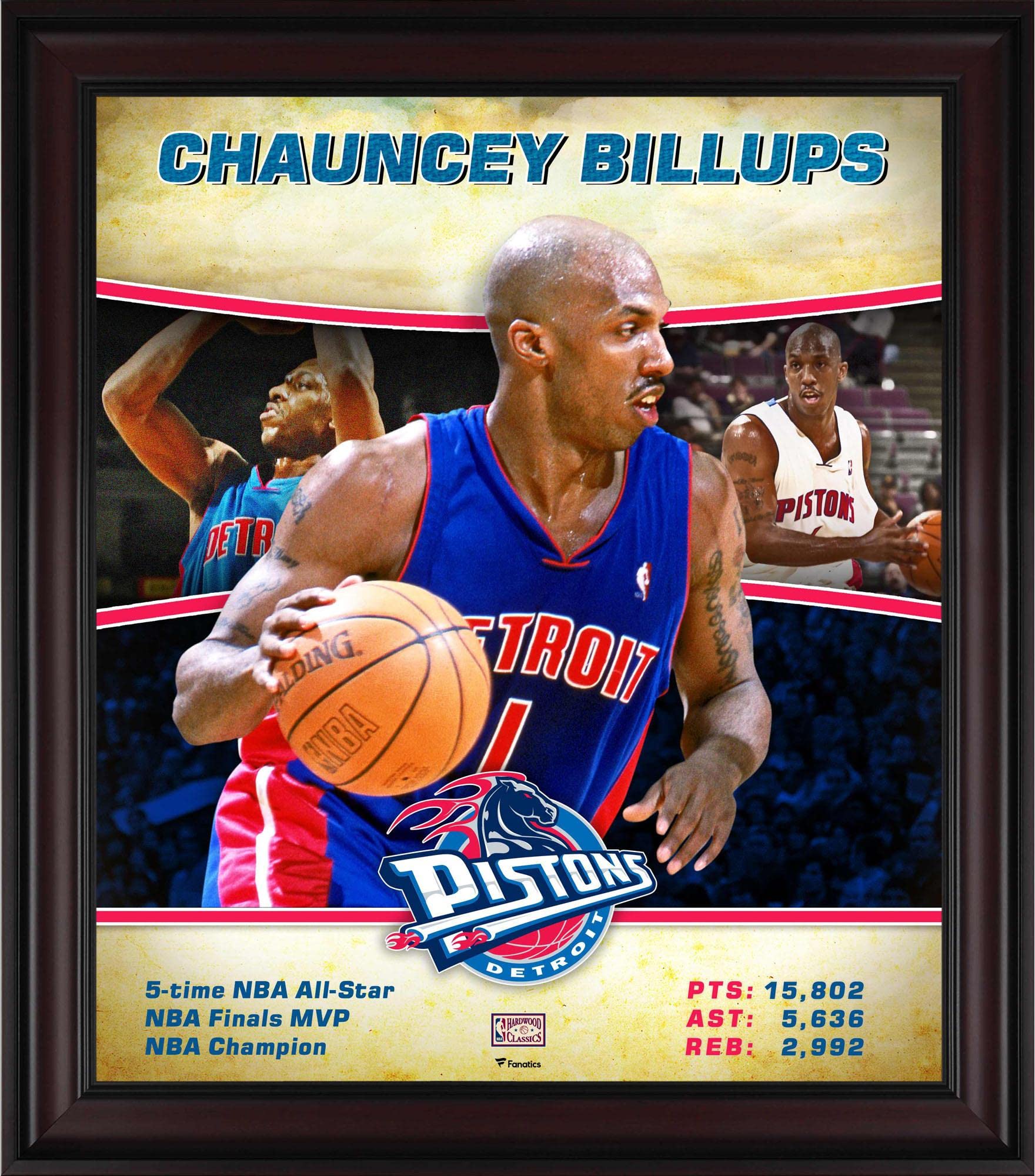 Chauncey Billups Detroit Pistons Framed 15" x 17" Hardwood Classics Player Collage - NBA Player Plaques and Collages