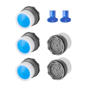 Eiggsco Eigso 5 Pieces Faucet Aerator - Insert Water Tap Aerators Faucet Flow Restrictor Replacement Parts for Bathroom or Kitchen,1.2GPM,16.5mm/0.65Inch,Blue