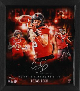 patrick mahomes texas tech raiders framed 15" x 17" stars of the game collage - facsimile signature - college player plaques and collages