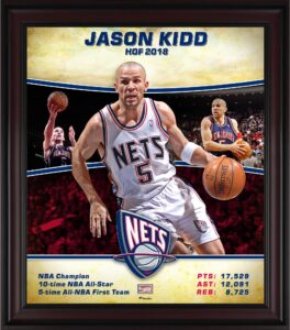 jason kidd new jersey nets framed 15" x 17" hardwood classics player collage - nba player plaques and collages
