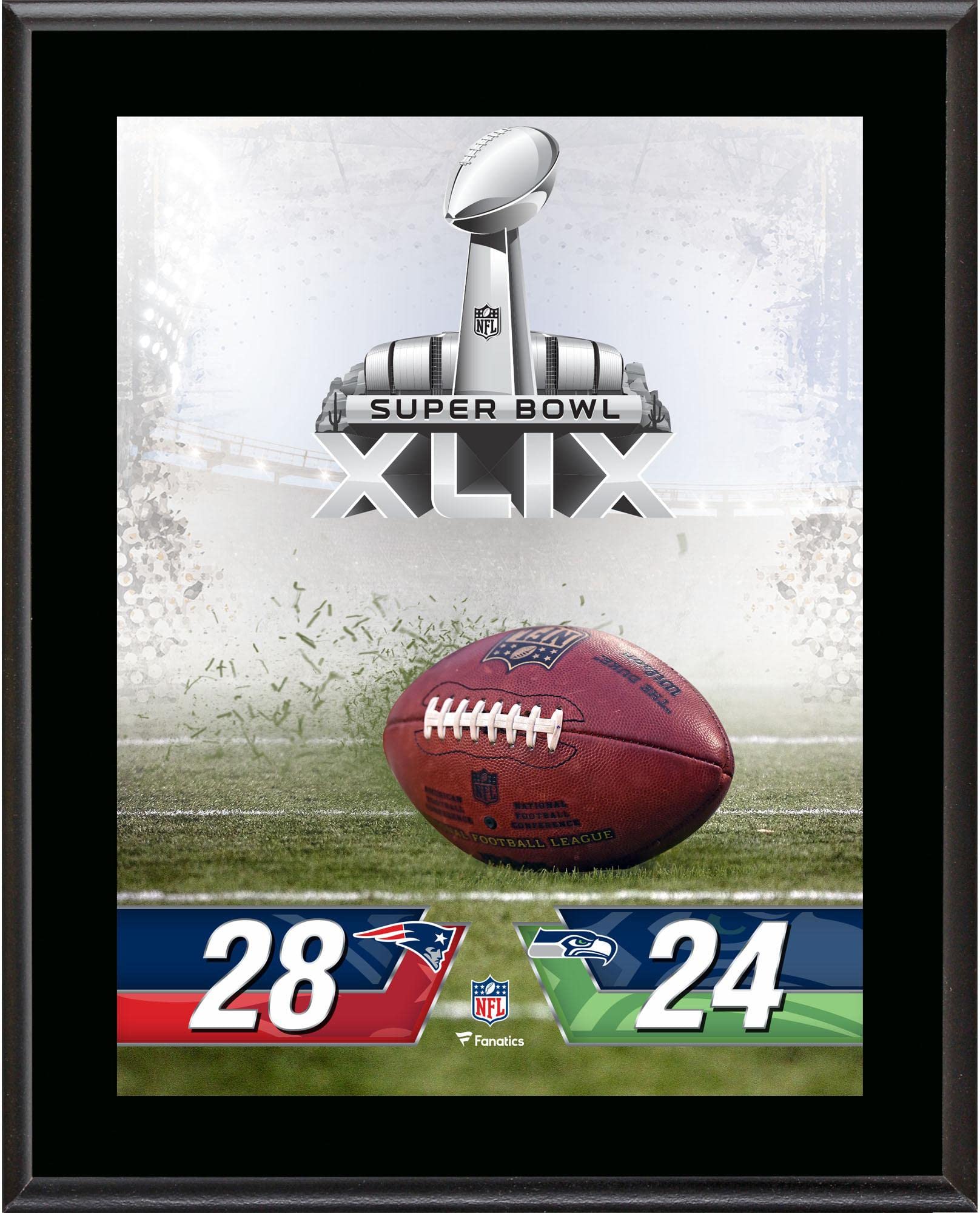 New England Patriots vs. Seattle Seahawks Super Bowl XLIX 10.5" x 13" Sublimated Plaque - NFL Team Plaques and Collages