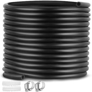 100 feet ⅜ inch self sinking aeration hose with two stainless steel hose clamps and two menders for easy installation - contractor grade weighted air line tubing for pond water lake plumbing