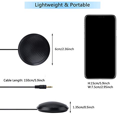 NIGNYA Conference Microphone 3.5mm,Portable Computer Mic, 360°Omnidirectional Plug & Play PC Condenser Microphone for Meeting Chatting Video Conferencing Recording Sound