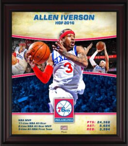 allen iverson philadelphia 76ers framed 15" x 17" hardwood classics player collage - nba player plaques and collages