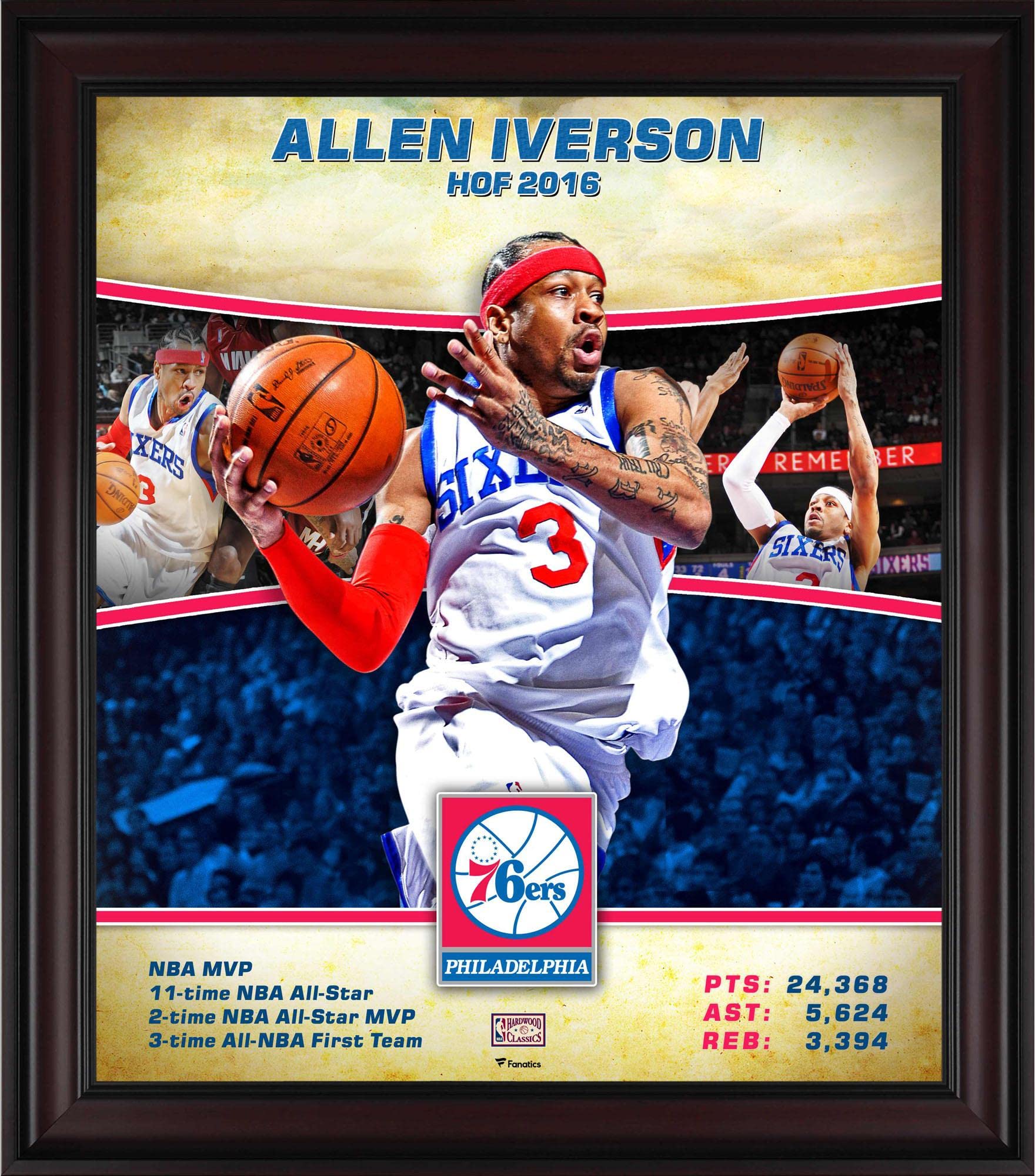 Allen Iverson Philadelphia 76ers Framed 15" x 17" Hardwood Classics Player Collage - NBA Player Plaques and Collages