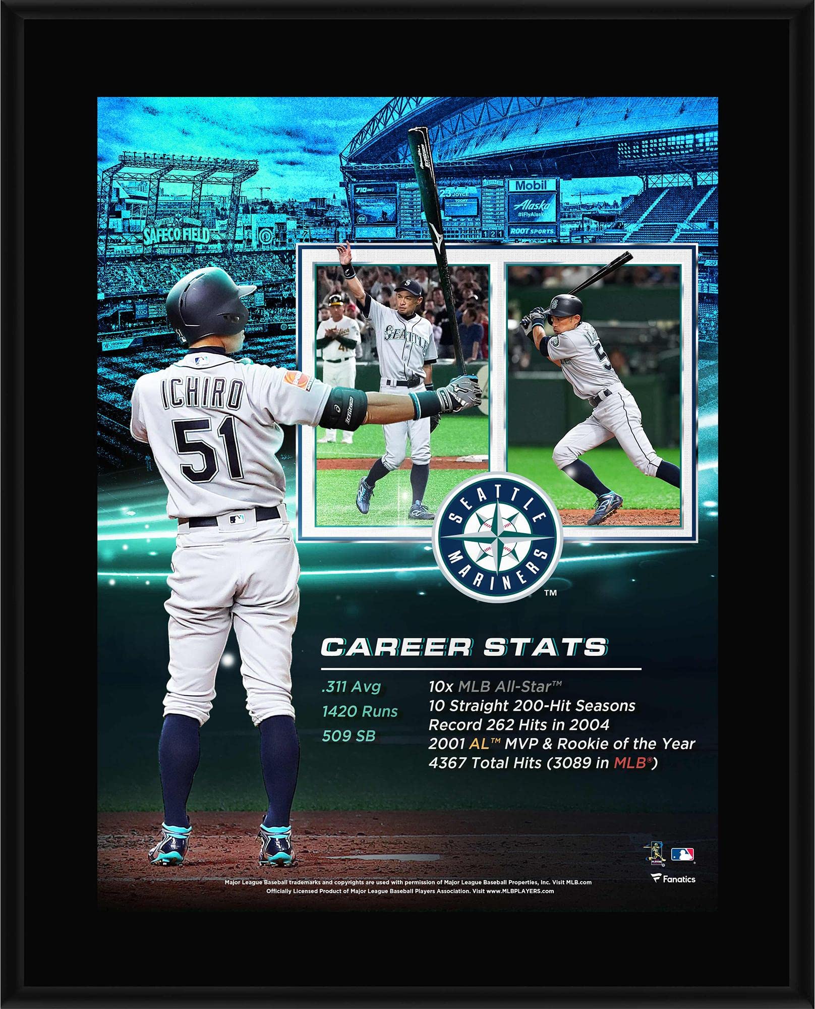 Ichiro Suzuki Seattle Mariners 10.5" x 13" Retirement Sublimated Plaque - MLB Player Plaques and Collages