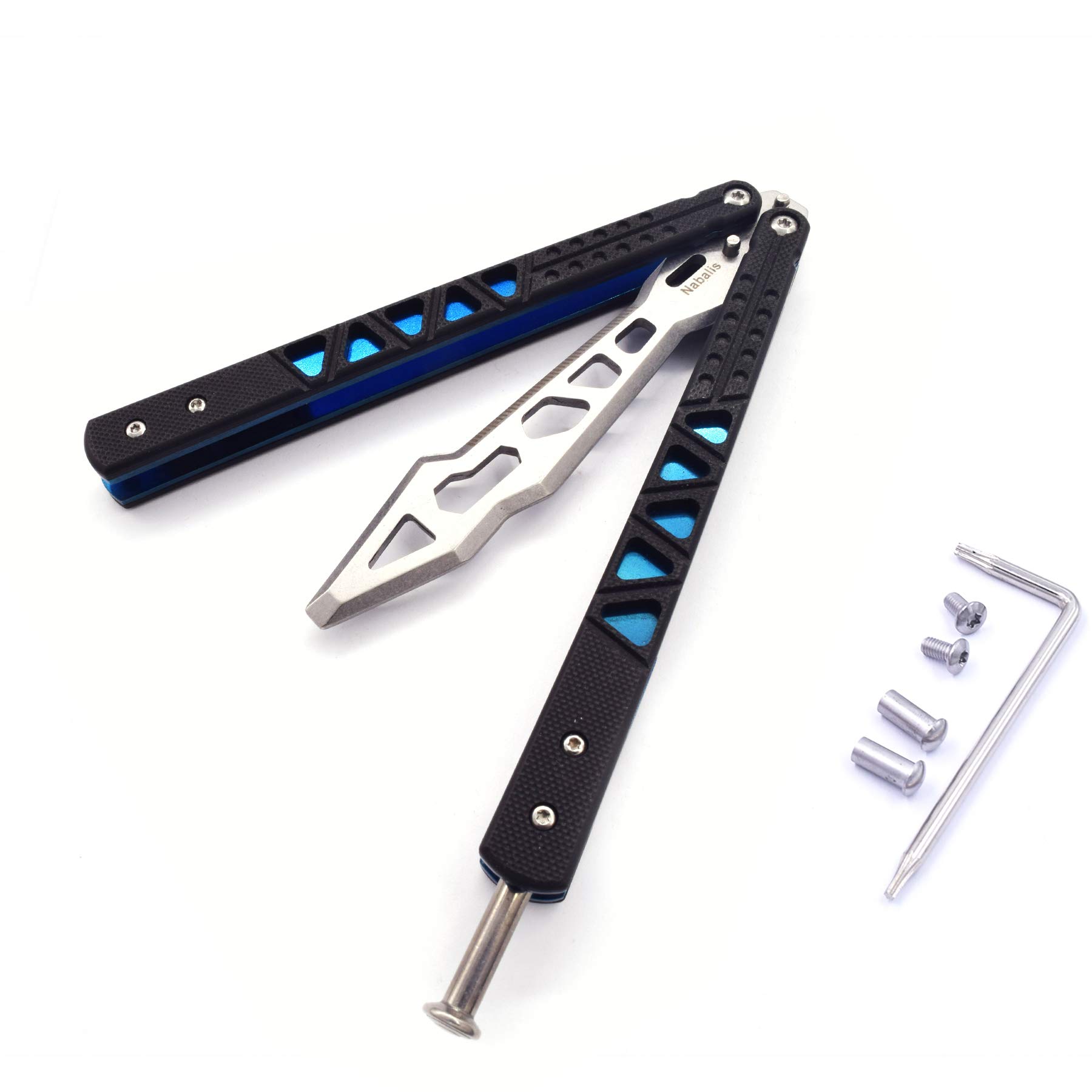 Nabalis G10 Spaner Ultra-Butterfly Knife Balisong Trainer - Folding Knife Unsharpened - for Practicing Flipping, Blunt Practice, No Edge Tool, Lightweight Ball Bearing CNC Durable Crowbar Tool