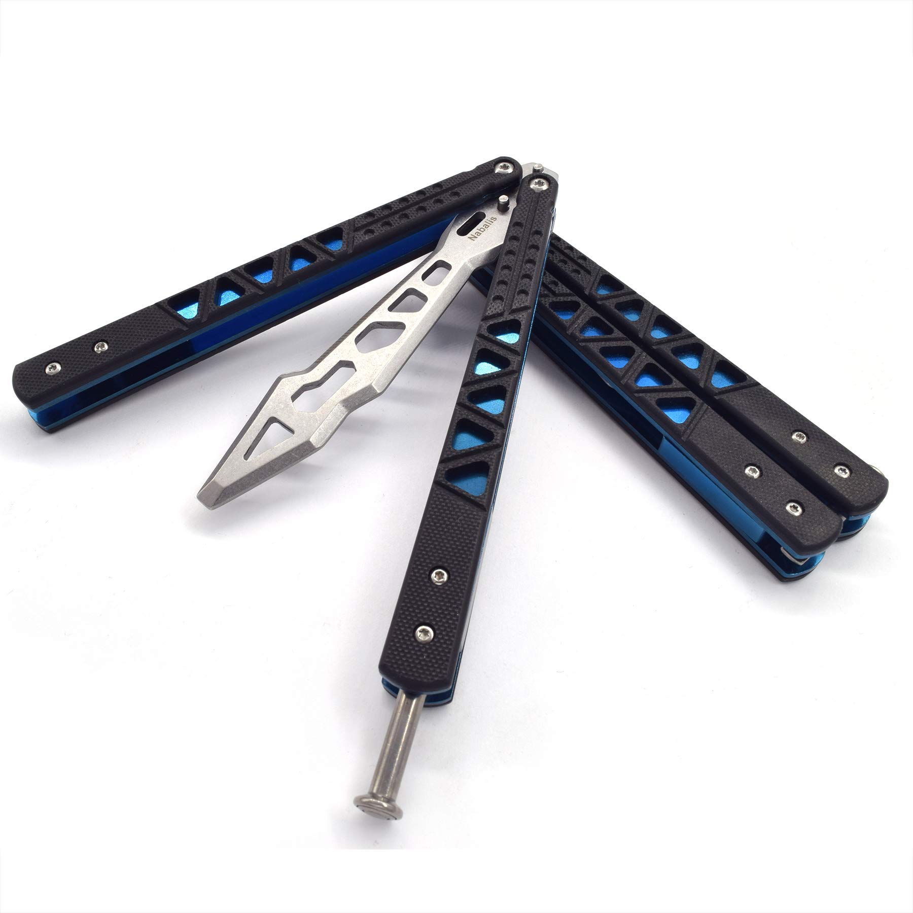 Nabalis G10 Spaner Ultra-Butterfly Knife Balisong Trainer - Folding Knife Unsharpened - for Practicing Flipping, Blunt Practice, No Edge Tool, Lightweight Ball Bearing CNC Durable Crowbar Tool