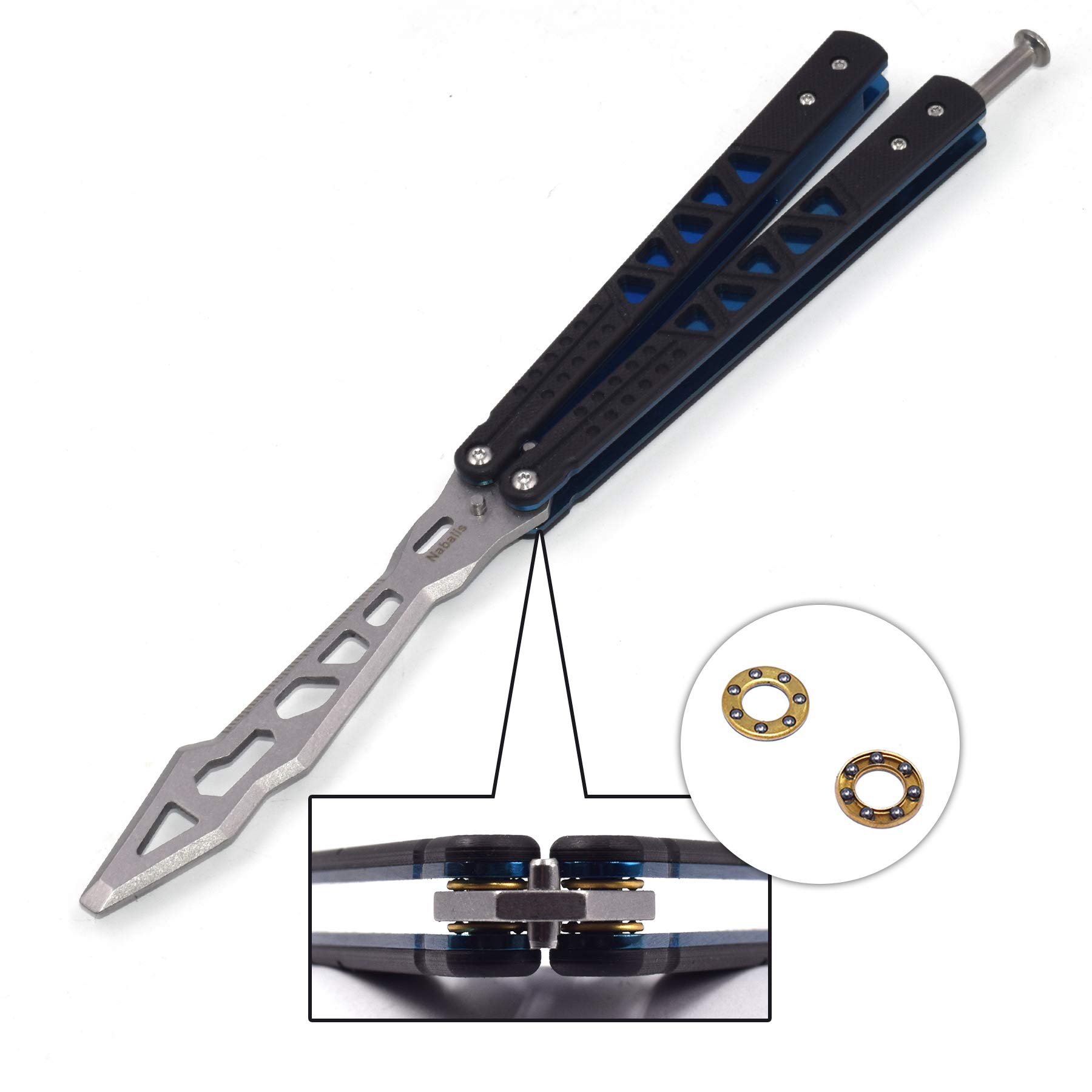 Nabalis G10 Spaner Ultra-Butterfly Knife Balisong Trainer - Folding Knife Unsharpened - for Practicing Flipping, Blunt Practice, No Edge Tool, Lightweight Ball Bearing CNC Durable Crowbar Tool