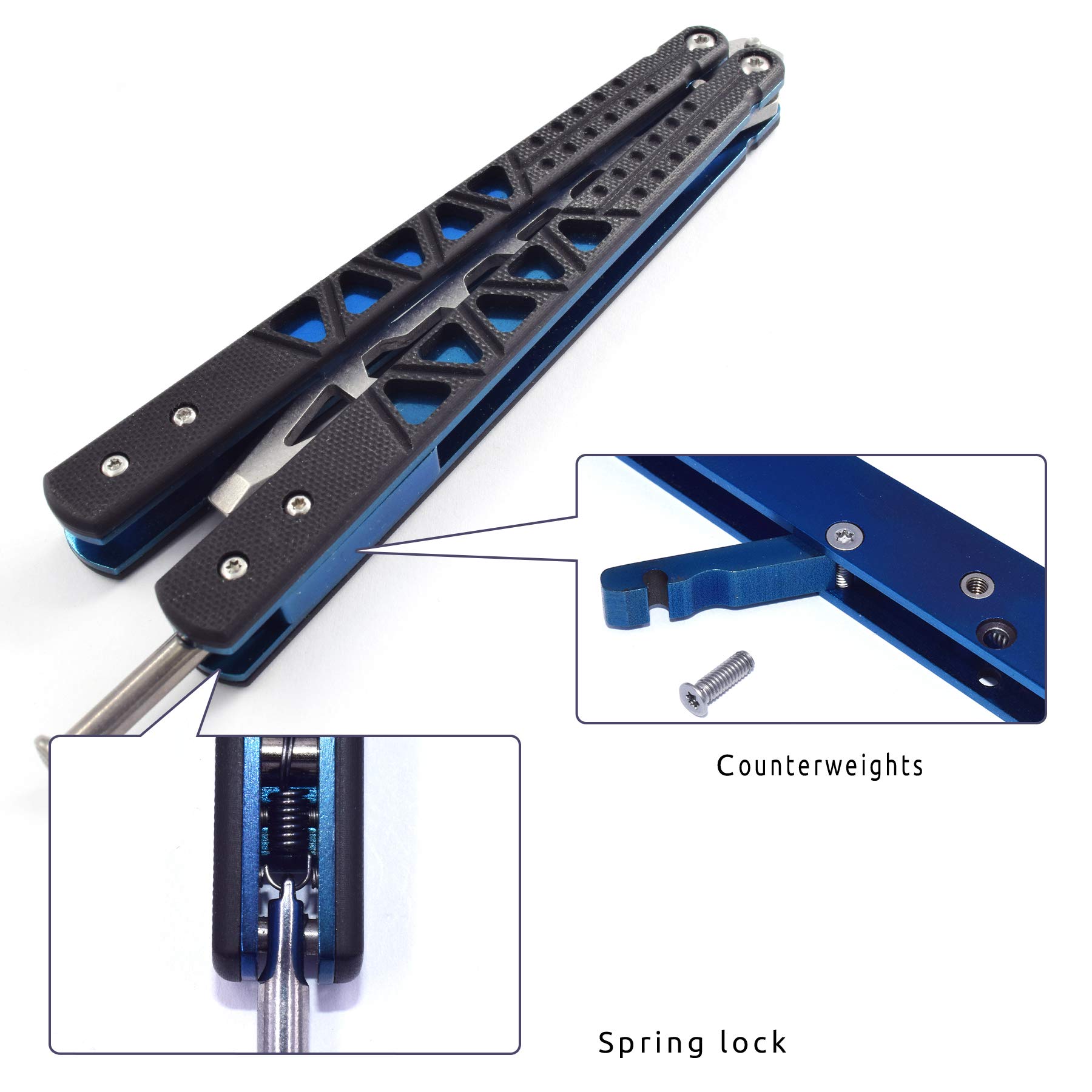 Nabalis G10 Spaner Ultra-Butterfly Knife Balisong Trainer - Folding Knife Unsharpened - for Practicing Flipping, Blunt Practice, No Edge Tool, Lightweight Ball Bearing CNC Durable Crowbar Tool