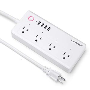 smart power strip work with alexa, google home, 4.92ft surge protector extension cord, 4ac outlets and 4 usb charging ports, timer schedule, remote control via smart phone, smart wifi outlets