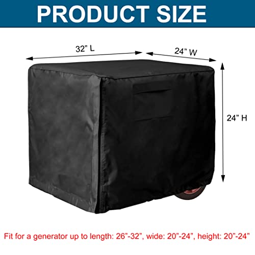 WOMACO Generator Covers Waterproof Dustproof Heavy Duty Universal Durable Portable Outdoor Generator Cover Protector for 2200-5000 Watt Generators (32”L x 24”W x 24”H, Black)