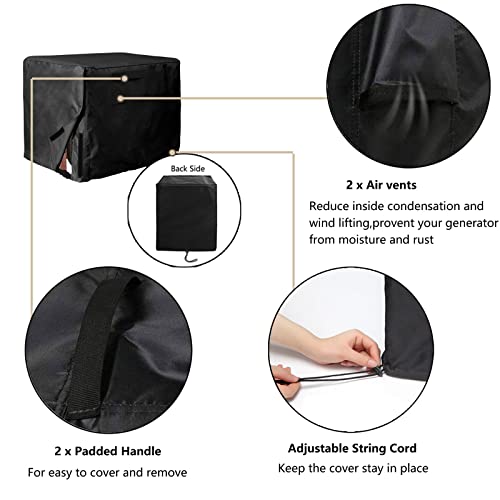 WOMACO Generator Covers Waterproof Dustproof Heavy Duty Universal Durable Portable Outdoor Generator Cover Protector for 2200-5000 Watt Generators (32”L x 24”W x 24”H, Black)