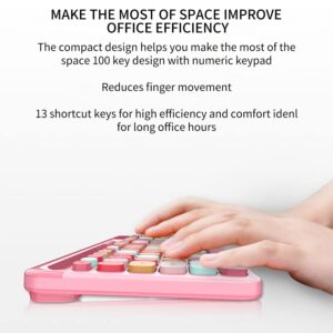 Wireless Keyboard and Mouse Combo - 2.4GHz Full-Sized - Computer Keyboard with Phone Holder - Keyboard and Mouse Set for Windows/Laptop/PC/Notebook - Cute Pink Colorful