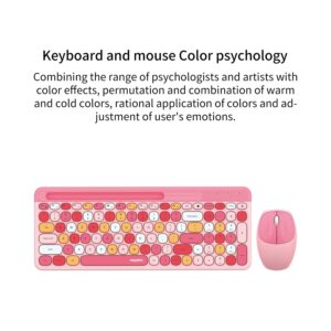 Wireless Keyboard and Mouse Combo - 2.4GHz Full-Sized - Computer Keyboard with Phone Holder - Keyboard and Mouse Set for Windows/Laptop/PC/Notebook - Cute Pink Colorful