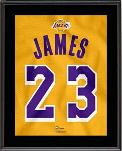 sports memorabilia lebron james los angeles lakers 10.5" x 13" gold 2018-19 jersey style number 23 sublimated plaque - nba player plaques and collages
