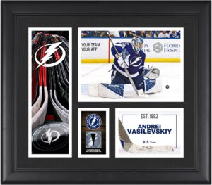 andrei vasilevskiy tampa bay lightning framed 15" x 17" player collage with a piece of game-used puck - nhl player plaques and collages