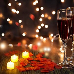 3000 PCS Artificial Silk Red Rose Petals and 20 PCS LED Candles Battery Flameless Flickering Candle Decoration for Romantic Night, Wedding, Event, Party, Decoration