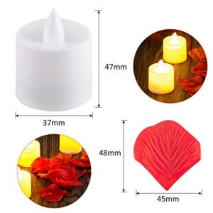 3000 PCS Artificial Silk Red Rose Petals and 20 PCS LED Candles Battery Flameless Flickering Candle Decoration for Romantic Night, Wedding, Event, Party, Decoration