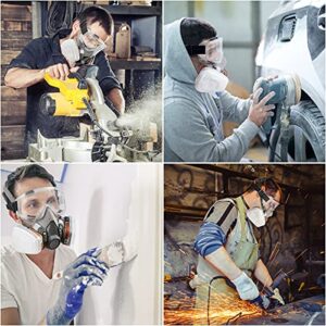 Respirator Mask Reusable Half Face Gas Cover/ Shield with Safety Glasses, Filters for Painting, Welding, Polishing, Woodworking and Other Work Protection (Medium)