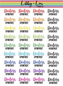 doctors appointment planner stickers | libby and lou sticker co