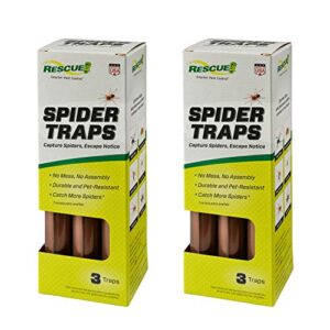 rescue! spider traps – catches brown recluse, hobo spiders, black widows & wolf spiders - 2 pack (6 traps)