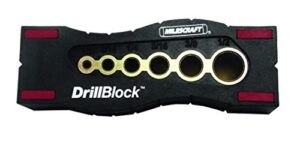 milescraft 1312 drillblock handheld drill guide - perfect 90(degree) drilling - 6 steel bushings - anti-slip - v-drill guide - works on flat, angled and round surfaces
