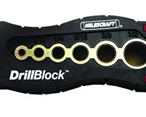 Milescraft 1312 DrillBlock Handheld Drill Guide - Perfect 90(degree) Drilling - 6 Steel Bushings - Anti-Slip - V-Drill Guide - Works on Flat, Angled and Round surfaces