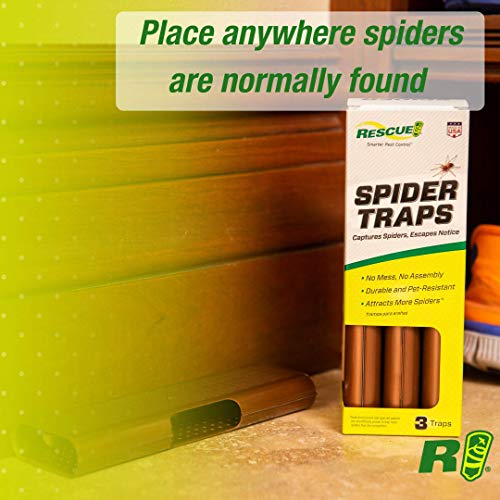 RESCUE! Spider Traps – Catches Brown Recluse, Hobo Spiders, Black Widows & Wolf Spiders - 3 Pack (9 Traps)