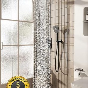 Gabrylly Shower System, 10 Inches Rain Shower Heads with Handheld Spray Combo, Wall Mounted Shower Faucets Sets Complete with Shower Valve Kit, Shower Head and Handle Set, Matte Black