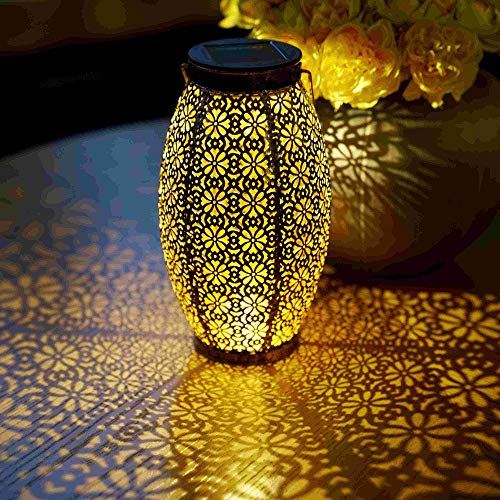 2 Pack Solar Lanterns Outdoor Hanging Lights Decorative Outdoor Decorations for Patio Garden Yard Porch. Unique Gifts for Women Gardening.(Bronze)