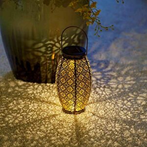 2 Pack Solar Lanterns Outdoor Hanging Lights Decorative Outdoor Decorations for Patio Garden Yard Porch. Unique Gifts for Women Gardening.(Bronze)