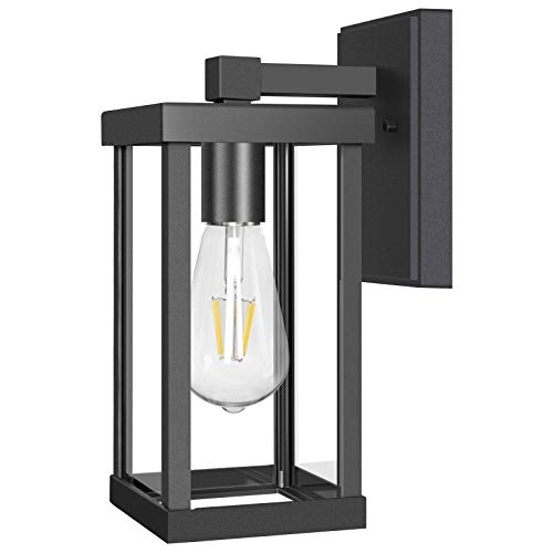 HUADEEC Outdoor Wall Lantern,Wall Sconce Light Fixtures,Wall Mount Front Porch Lights Outdoor for Entryway,Doorway,Matte Black E26 Base